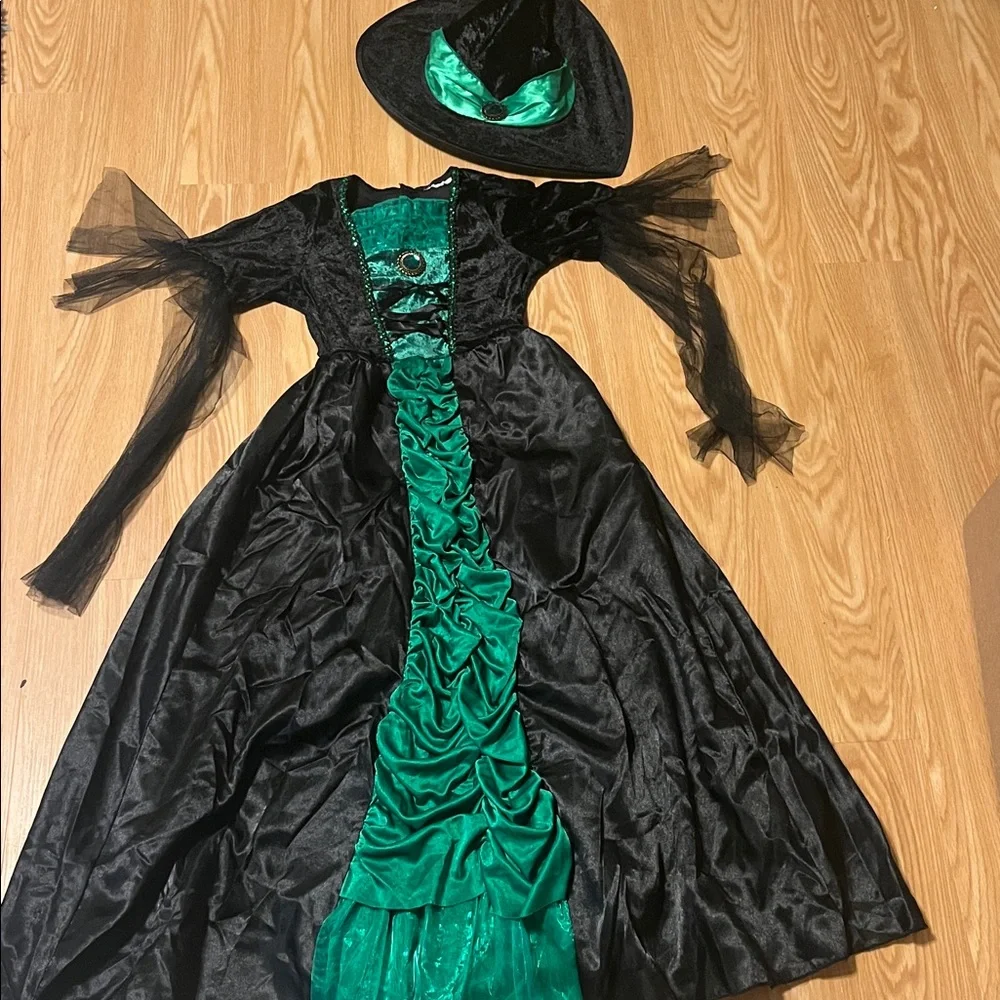 Spirit Gothic Witch Costume with Hat, girls size Medium 8-10 - Picture 2 of 6